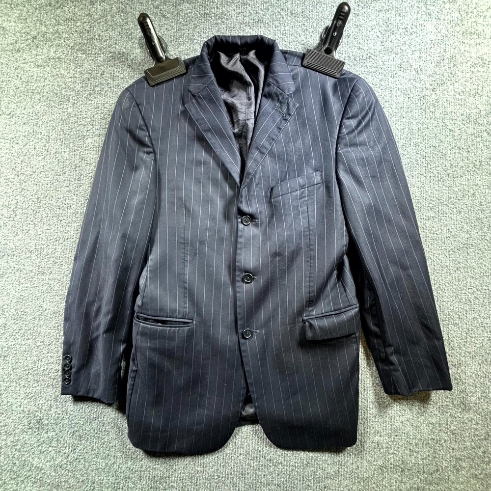 Tommy Hilfiger Suit Jacket Men 38R Navy Blue Pinstripe 100% Wool Casual Business